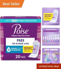 20 Count Incontinence & Postpartum Pads - Moderate Absorbency for Daily Comfort