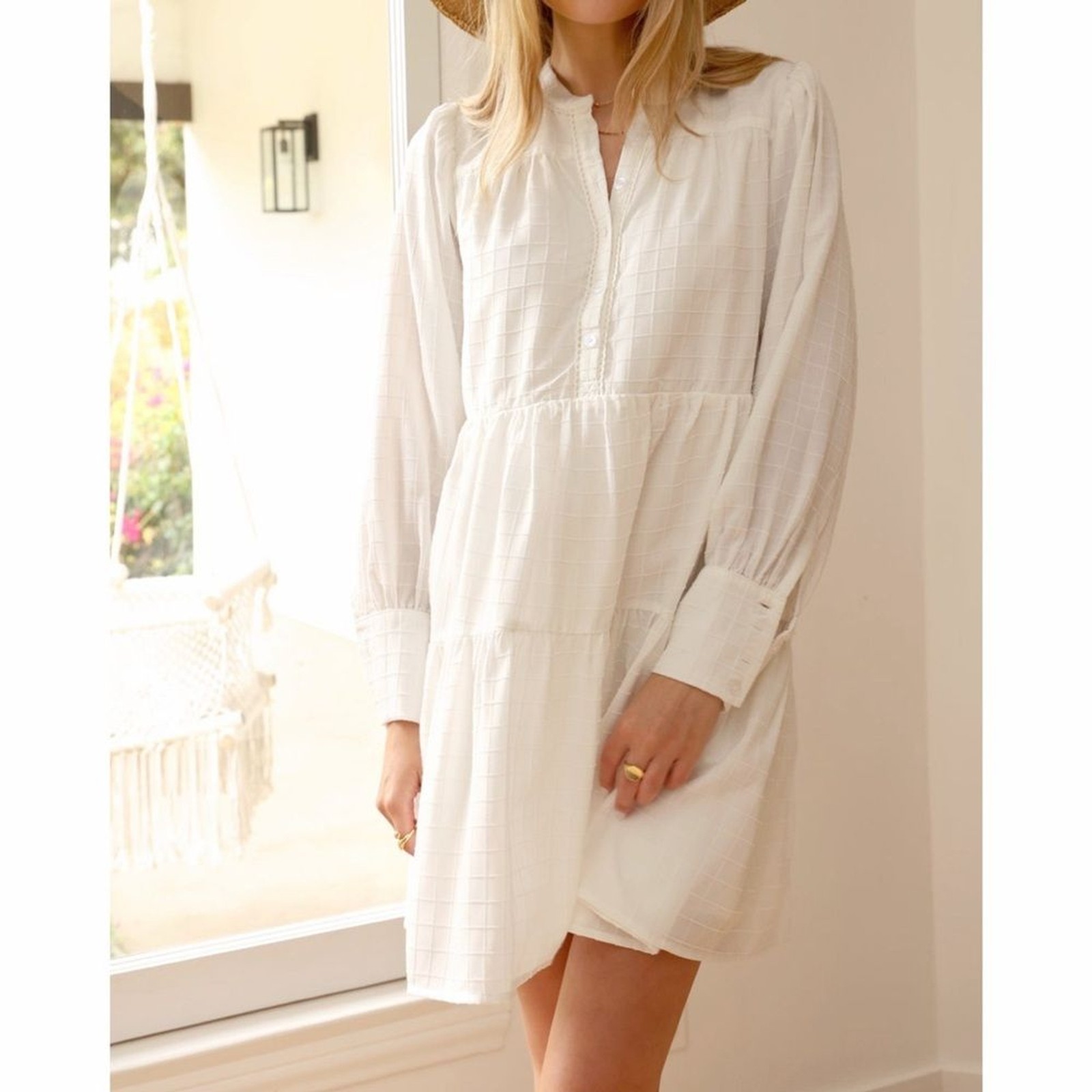 Greylin Pattern Texture Teagan Windowpane Popover… - image 3