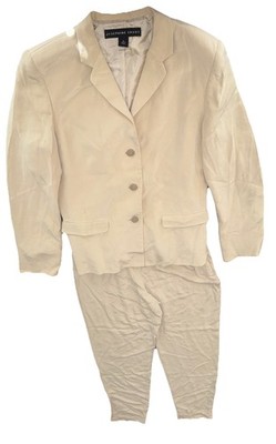 josephine chaus silk Women 2Piece Pants Suit  Suit Sz 8 Pants Sz 4 Ivory Good Co