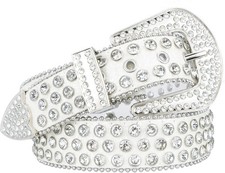 Rhinestone Belt for Women Men Western Cowgirl Cowboy Bling Studded Leather Be...