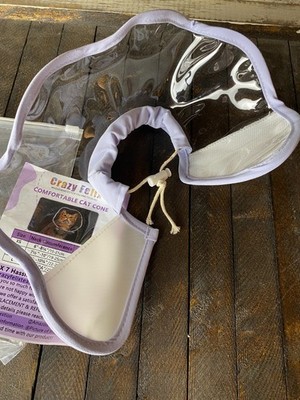 Crazy Felix Sz S Purple Cat Cone Collar Comfort Anti Licking Adjustable