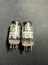 EI 12AX7 Tube Pair TV7 Tested Smooth Telefunken Style Silver Plate Yugoslavia