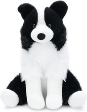 Realistic Border Collie Plush Toy - 12 Inch Soft Cuddly Dog for Kids