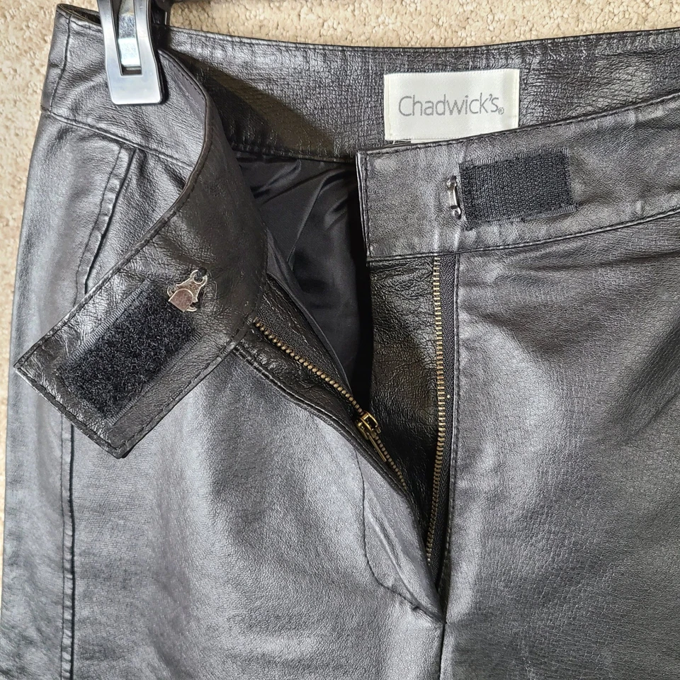 Pantalones Chadwicks Vintage Mujer 8 Cuero Negro Cintura Alta Pierna Recta Forrados Foto 3 de 4