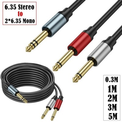 6.35mm Stereo to Dual Mono Y Splitter Audio Cable 1/4 Inch Jack Adapter Lead
