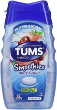 Tums Smoothies Antacid Chewable Tablets, Berry Fusion - 60 Count Pack of 2 