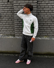 Fred Perry Herren Trainingsjacke Gr. S weiß/...