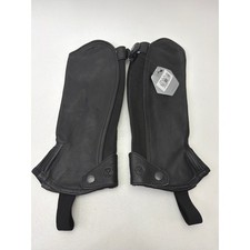Horze 37294 Black PU Leather Half Chaps Junior Large Equestrian Riding Gear NWT