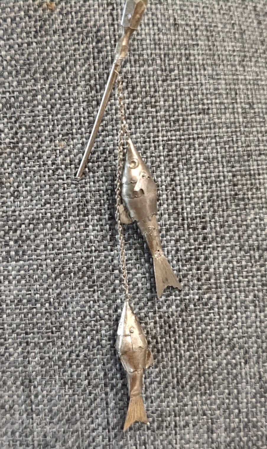 Antique Silver Articulated Fish Stick Pin