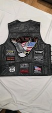 Biker Leather Waistcoat With Patches, XL