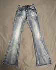 Fire & Rain Flare Jeans Size 0 Light Wash Distressed Whiskering Raw Hem — photo 1