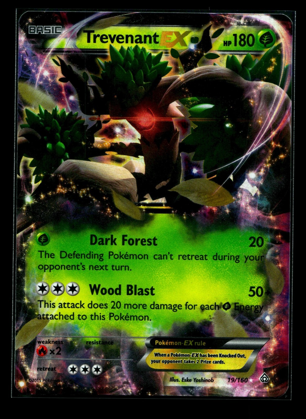 Pokemon 2015 XY Primal Clash Trevenant EX Holo Card 19/160 LP