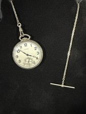 Antique Longines Pocket Watch w/ Chain Swiss Sub Seconds Engraved 1904-1929