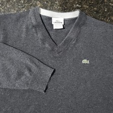 Lacoste V Neck Sweater Sweatshirt Pullover Logo Mens Medium 5 Preppy Classic