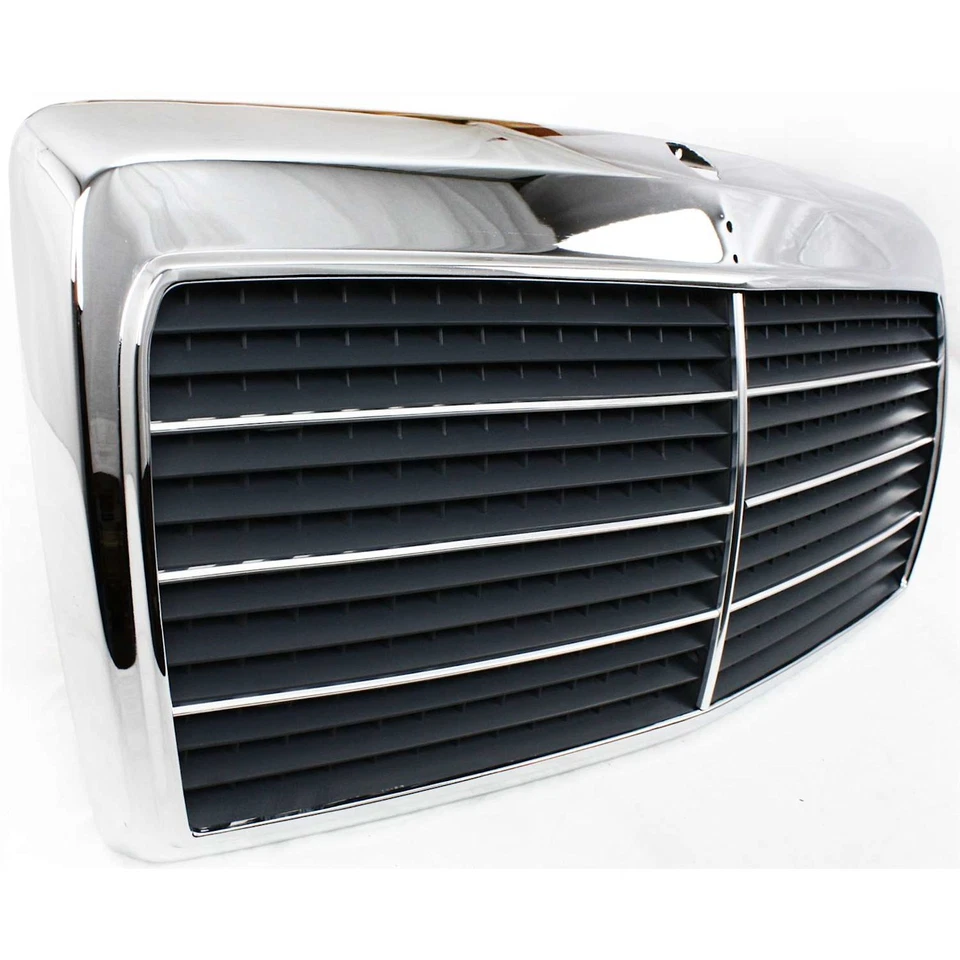 Grille For 86-93 Mercedes Benz 300E 90-93 300D Chrome Shell w/ Gray Insert - Image 3 of 4