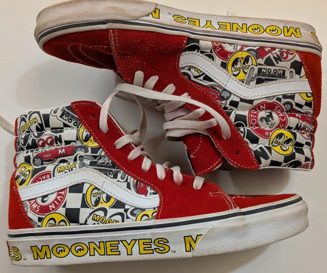 Sneakers alte Vans X Mooneyes Sk8 Hi Formula Uno rosse multicolore 6 5 M 8 W