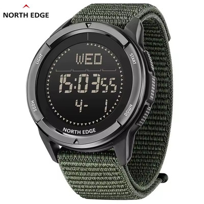 Digital Carbon fiber Men's Watch North Edge Alps Multifunctional w Green Nato 
