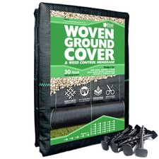 Woven Heavy Duty Ground Cover & Weed Membrane | 1m, 2m, 3m, 4m, 5m Widths + Pegs