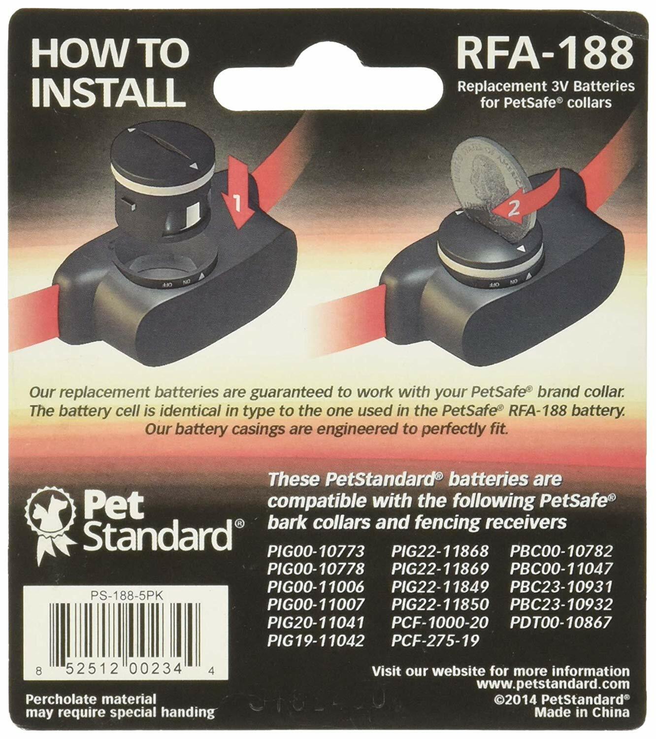 PetSafe Compatible RFA188 Replacement Batteries, WaterProof (Pack of 5