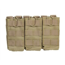 TAN Color 3 Pocket 5.56 .223 MOLLE Bungee Magazine Carrier Pouch