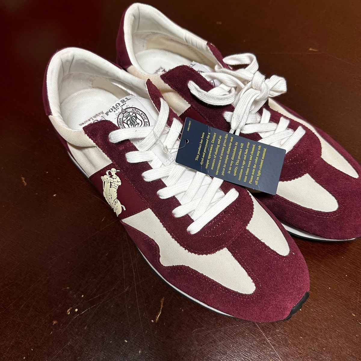 Polo Ralph Lauren Mens Maroon White Train 85 PP-SK-LTL Sneaker