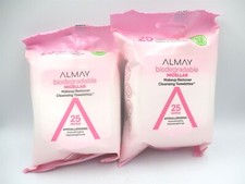 Almay Biodegradable Micellar Makeup Remover Cleansing Towelettes 25ct. - Qty 2