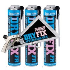 3x SIKA Pinkgrip Dryfix Expanding Adhesive Foam 750ML + Applicator Gun