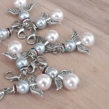 20 Stück Engel weiß blau (bunt) mit Perlen Schutzengel Taufe Hochzeit Geschenk