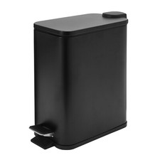 5 Litre Matte Black Bathroom Pedal Bin - Slimline Rectangular