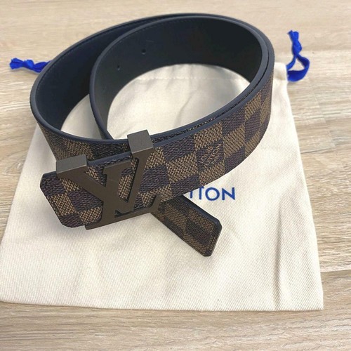 Auth Louis Vuitton Damier canvas Calf leather Belt Damier LV Initiales  yz314 | eBay