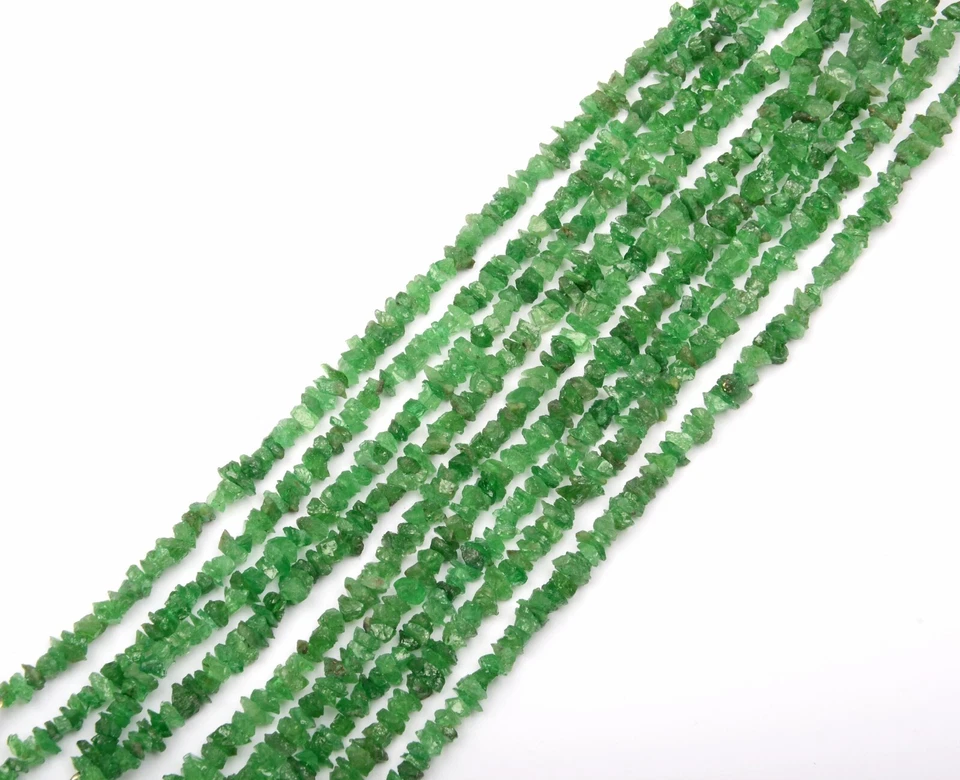 Natural Tsavorite Garnet Gemstone Beads 8 Inch Strand 4-5 MM Uncut Shape Gifted - Image 3 of 4