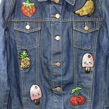 Unique Sequined Jean Jacket Womens Size Medium Euc E1450