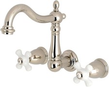 NEW Kingston Brass KS1256PX Bathroom Faucet WALL MOUNT POLISH NICKEL 2 HANDEL