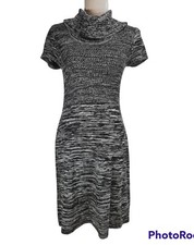 Calvin Klein Black Gray Turtle Neck Short Sleeve Mini Sheath Dress Women S. 114P