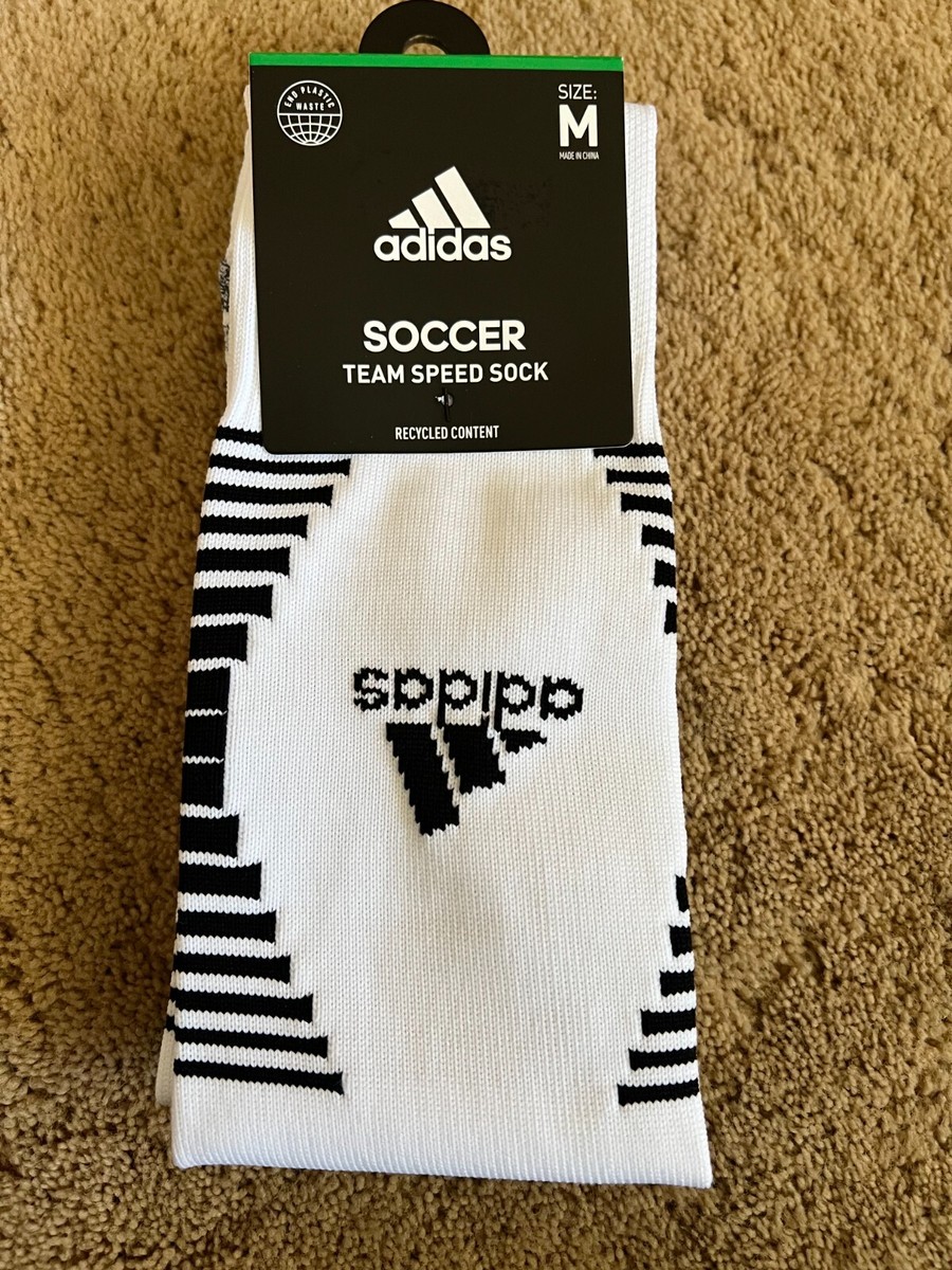 Adidas Team Speed Soccer OTC Socks White Black Medium Pair