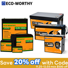 Eco-worthy Lifepo4 Deep Cycle Lithium Battery 12v/24v/48v 10ah 50ah 100ah 200ah