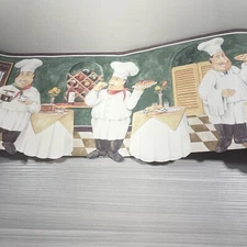 Chef's A-Cookin Border Fat Chef Kitchen Cafe Wall Decor Wallpaper GS96039DB New!