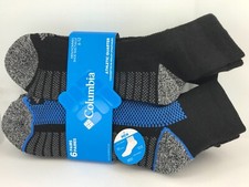Men's COLUMBIA Socks, Black Quarter Crew Socks, 6 Pack, 36 MSRP     