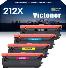 4x 212X Compatible Toner Cartridges with CHIP for HP M554, M555, M578