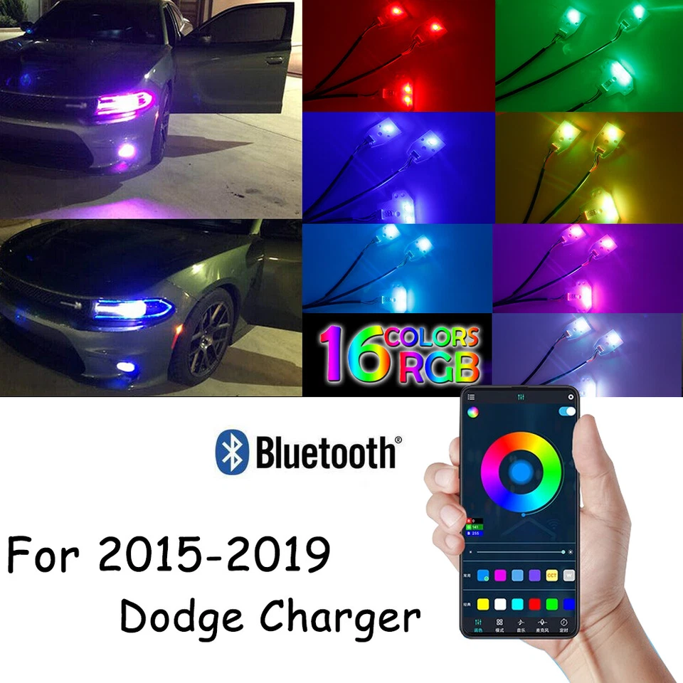 RGBW Multicolor LED Headlight Circuit Board Ambient Lights For 15+ Dodge Charger - Image 4 of 4