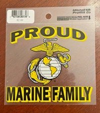 PROUD MARINE FAMILY Adhesive Back Decal, by Mitchell Proffitt Co., 4"