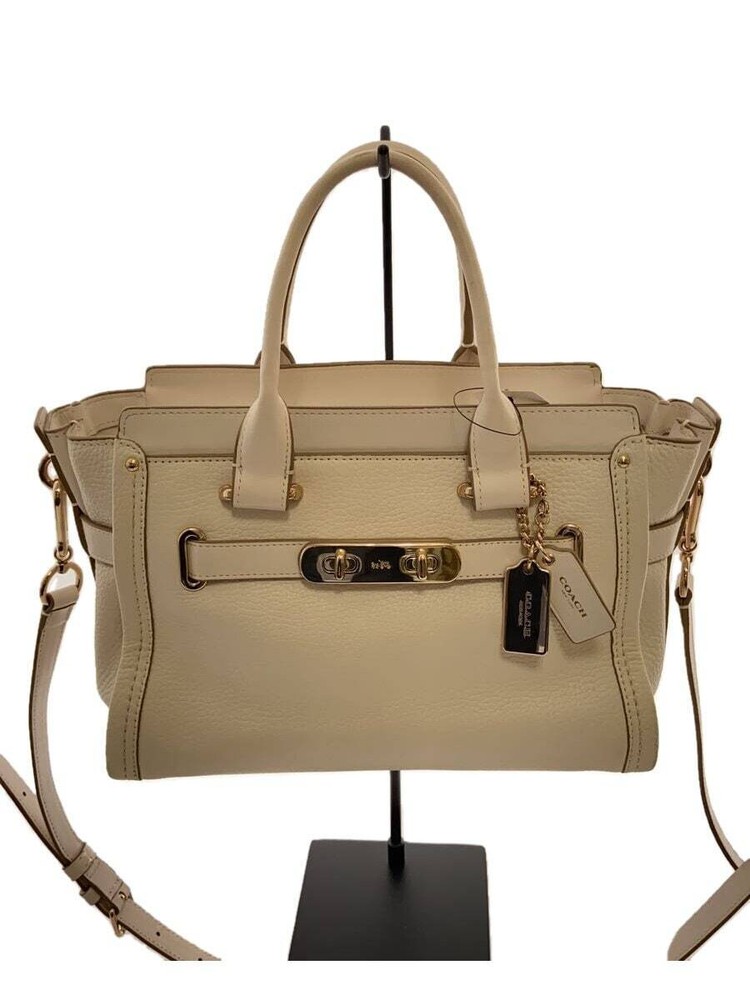 COACH Handbag Leather WHT Solid Color