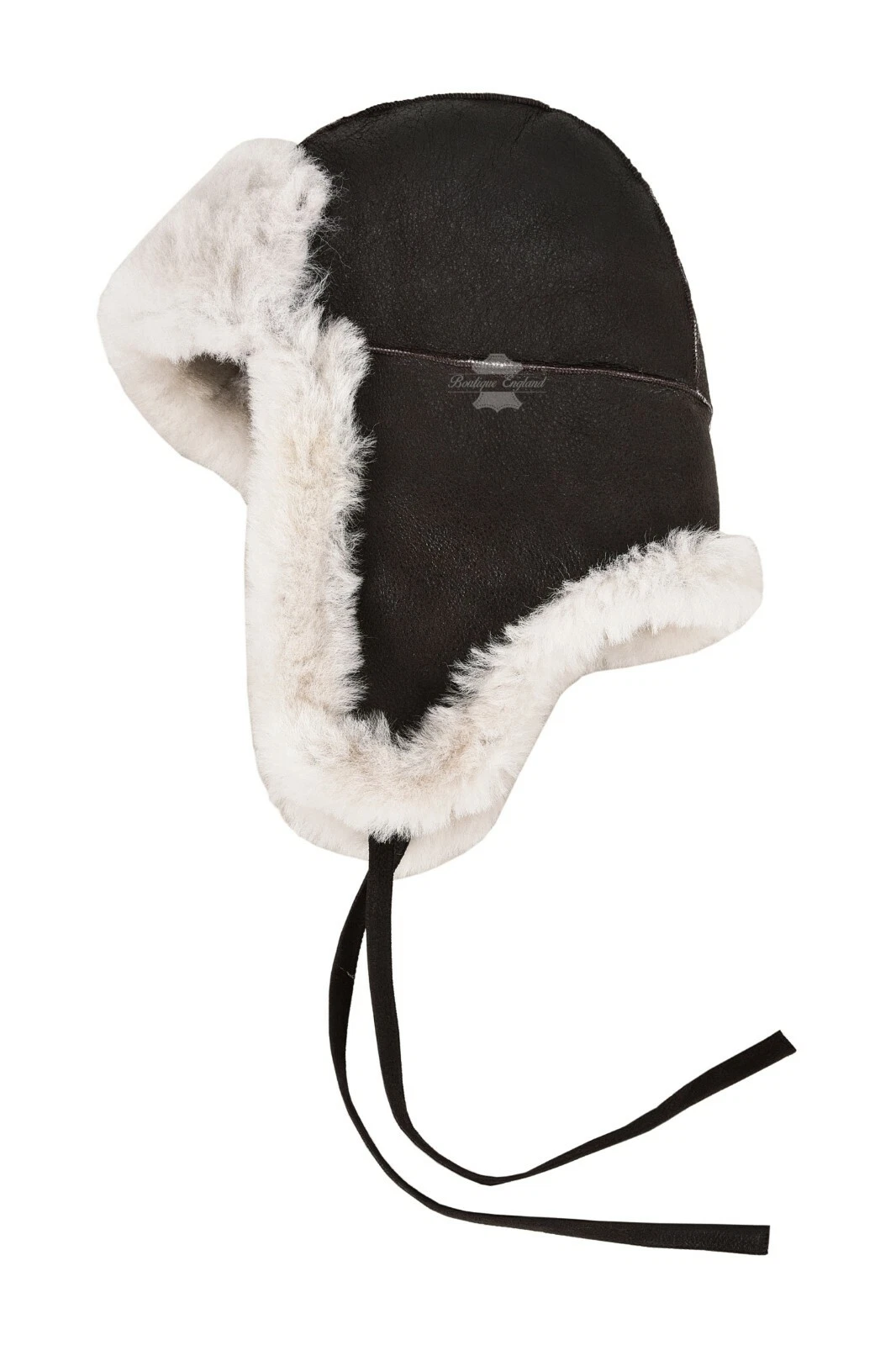 Men B3 Brown Cream Hat RAF Aviator Shearling Sheepskin WW2 Flying Trapper Hat