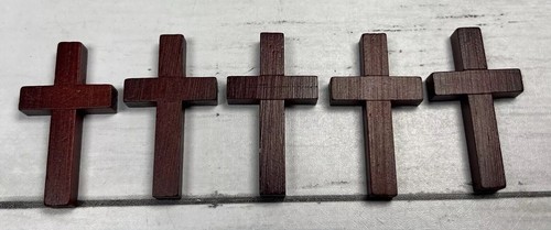 Greek Orthodox Christian Magnetic Wooden Pendant Cross Lot of 5 brown 2”x 1”