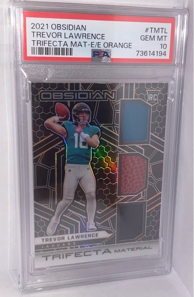 Trevor Lawrence Panini Obsidian Trifecta Material #TMTL Electric Etch Orange