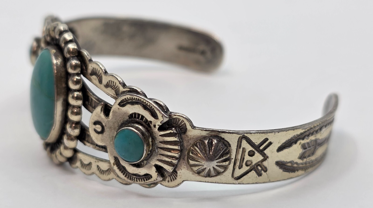 Vintage Fred Harvey Era Native American Sterling Silver Turquoise