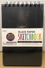 Black Paper Sketchbook - DIY Cover Small Sketchbook - 5 x 7.5 Inches - Sealed