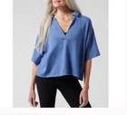 Athleta BLUE WESTWOOD SWEATSHIRT TEE TOP Medium Double list