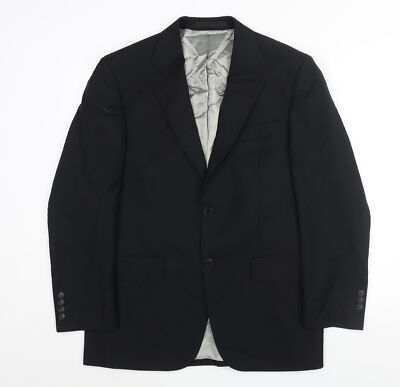 Marks and Spencer Herren Sakko Anzugjacke schwarz gestreift Wolle Größe 38 Regular