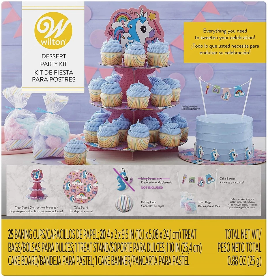 Kit de fiesta de cumpleaños unicornio - Platos, servilletas, tablero para pasteles, soporte para golosinas ¡y más! Foto 4 de 4